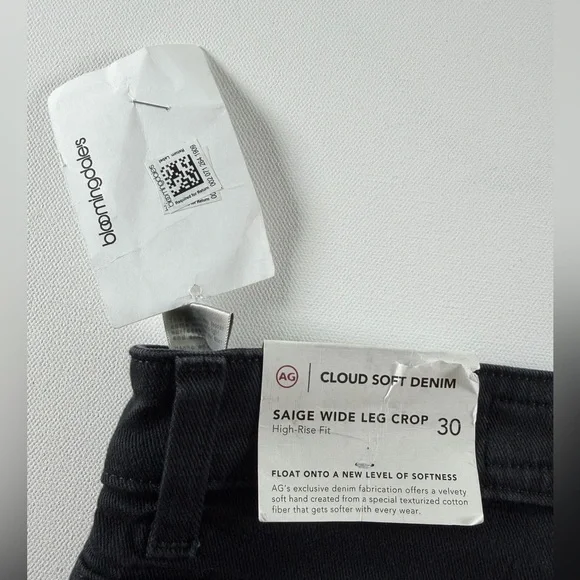 AG Saige Wide Leg Crop High-Rise Fit Size 30 Color Black - Picture 11 of 16